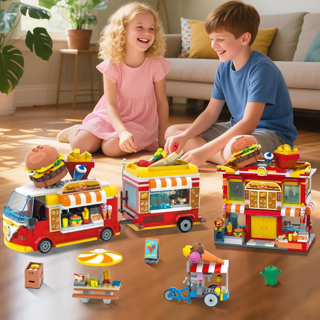 HOGOKIDS Camión de Hamburguesas 2 en 1 con Set de Bloques 826PCS