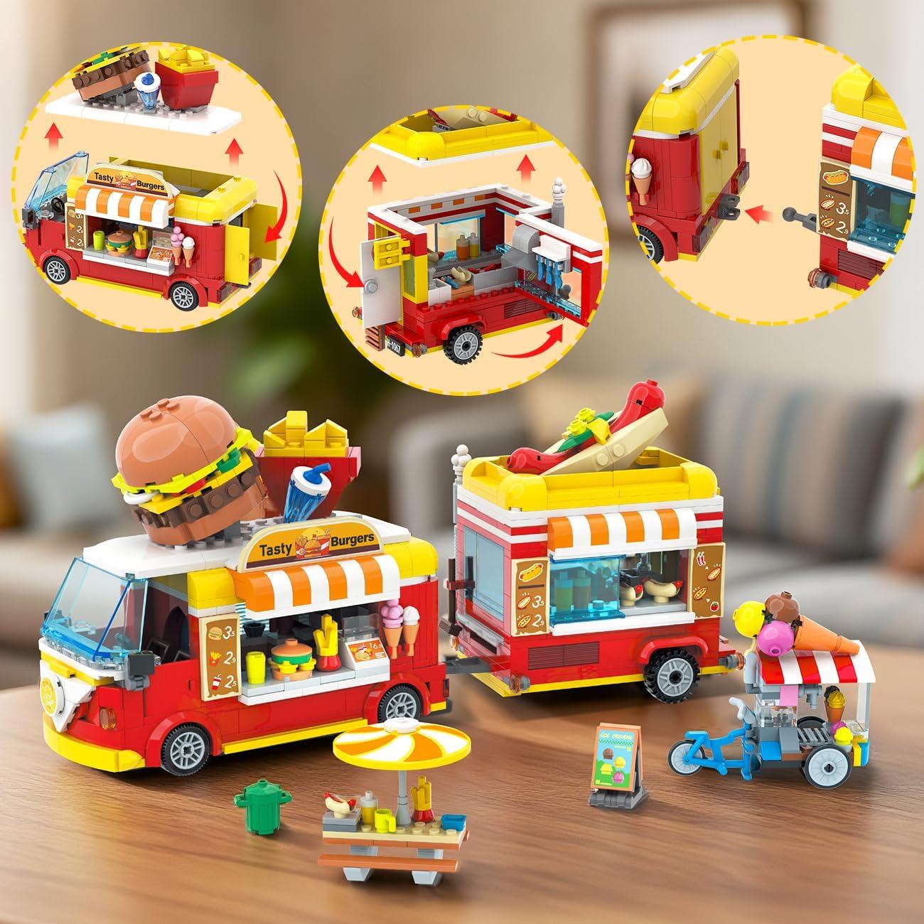 HOGOKIDS Camión de Hamburguesas 2 en 1 con Set de Bloques 826PCS