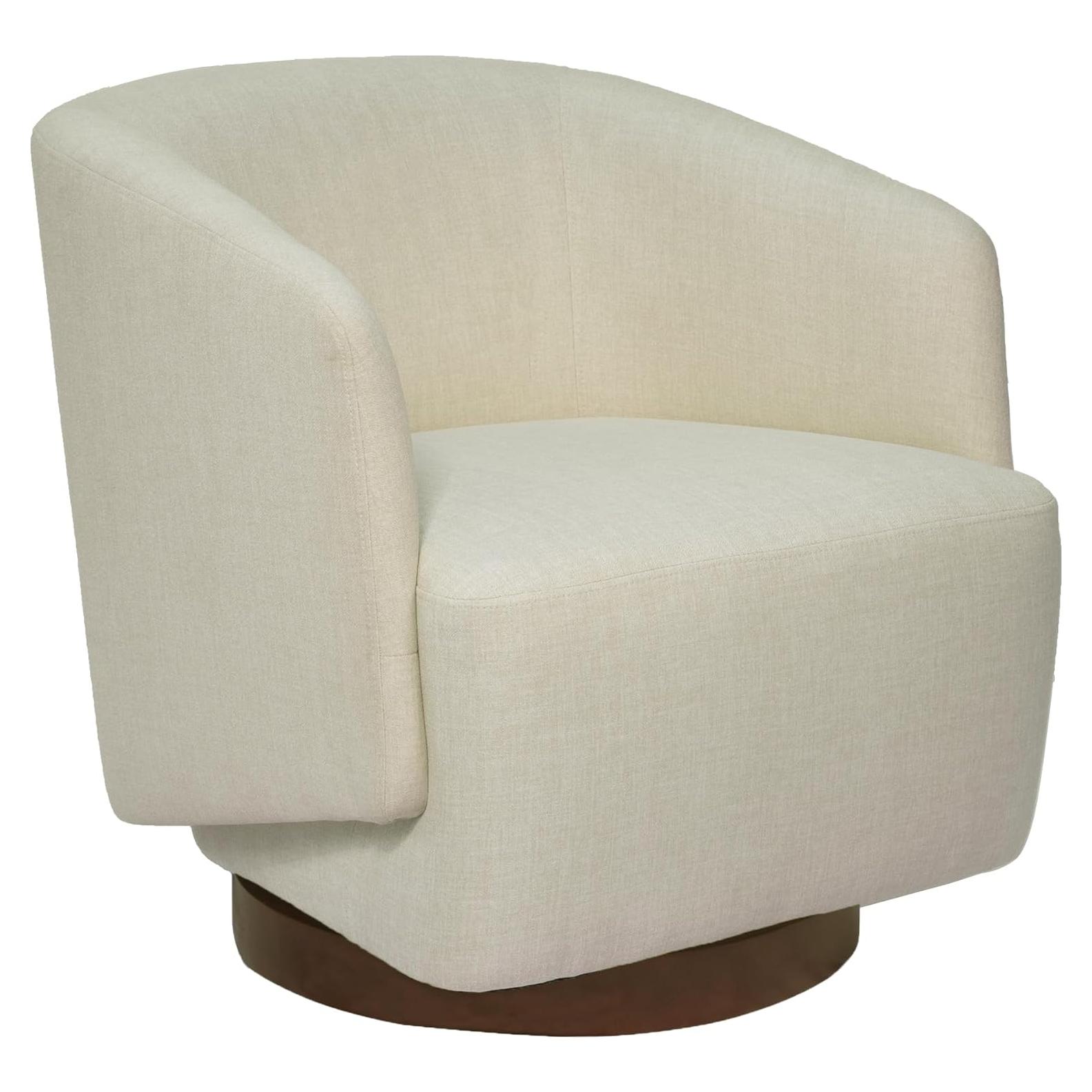 Silla de Acento Giratoria MINCETA Beige, 360° para Sala y Dormitorio