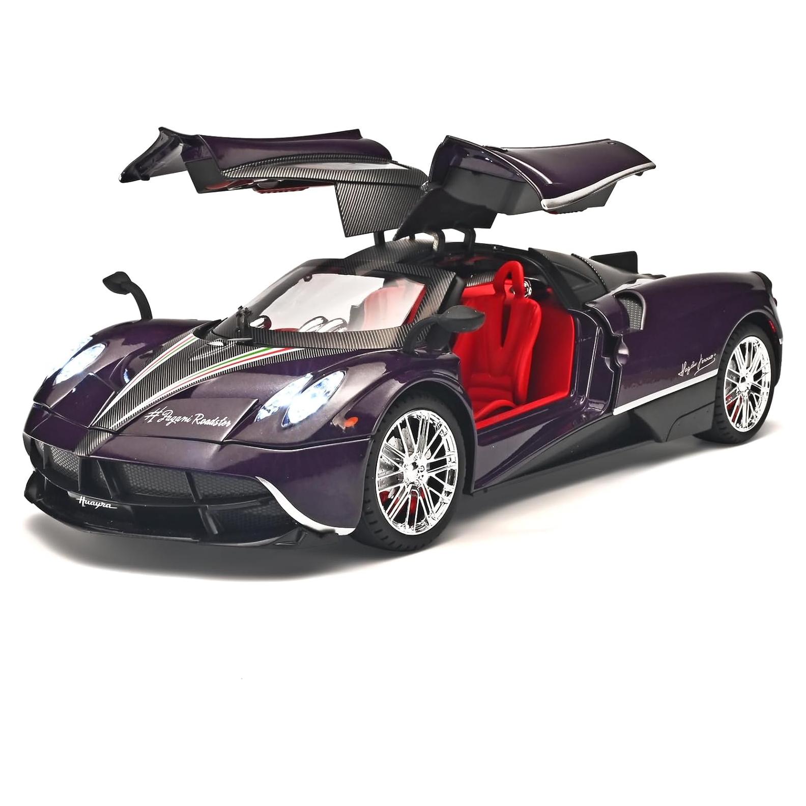 Coche de Juguete de Metal RZAPE Pagani Huayra 1:18 con Luz y Sonido