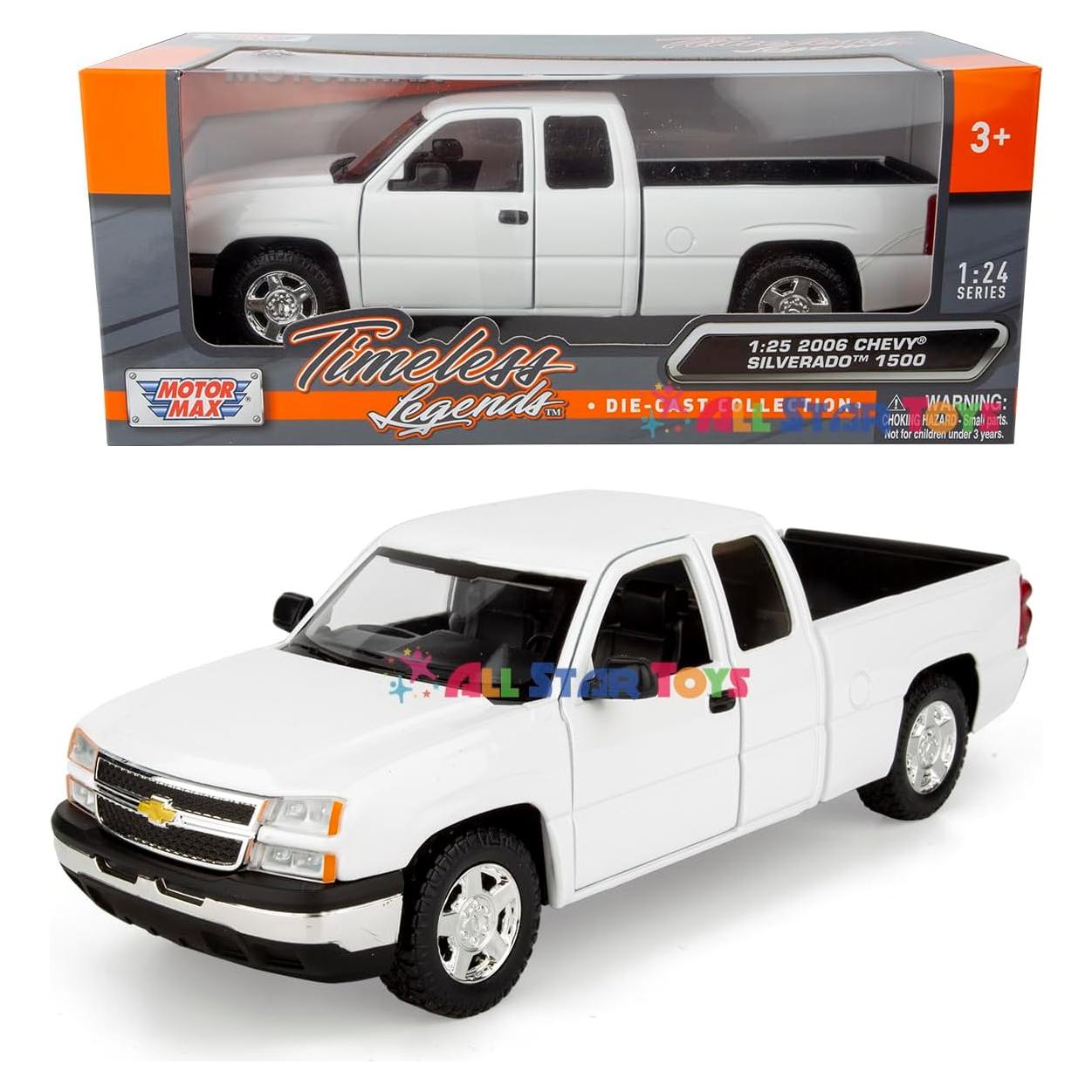 Modelo Diecast Motormax 2006 Silverado 1500 Blanco 1/25