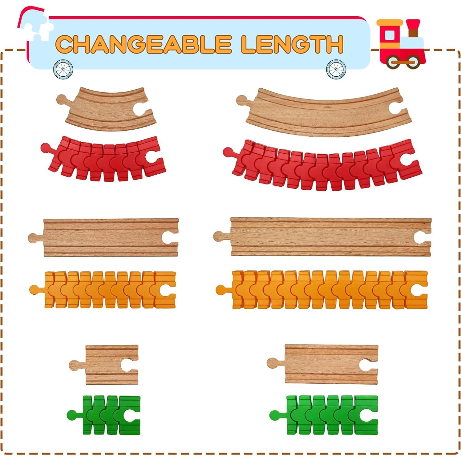 Accesorios de Pista de Tren de Madera Bunu1492 - 8 Piezas Flexibles