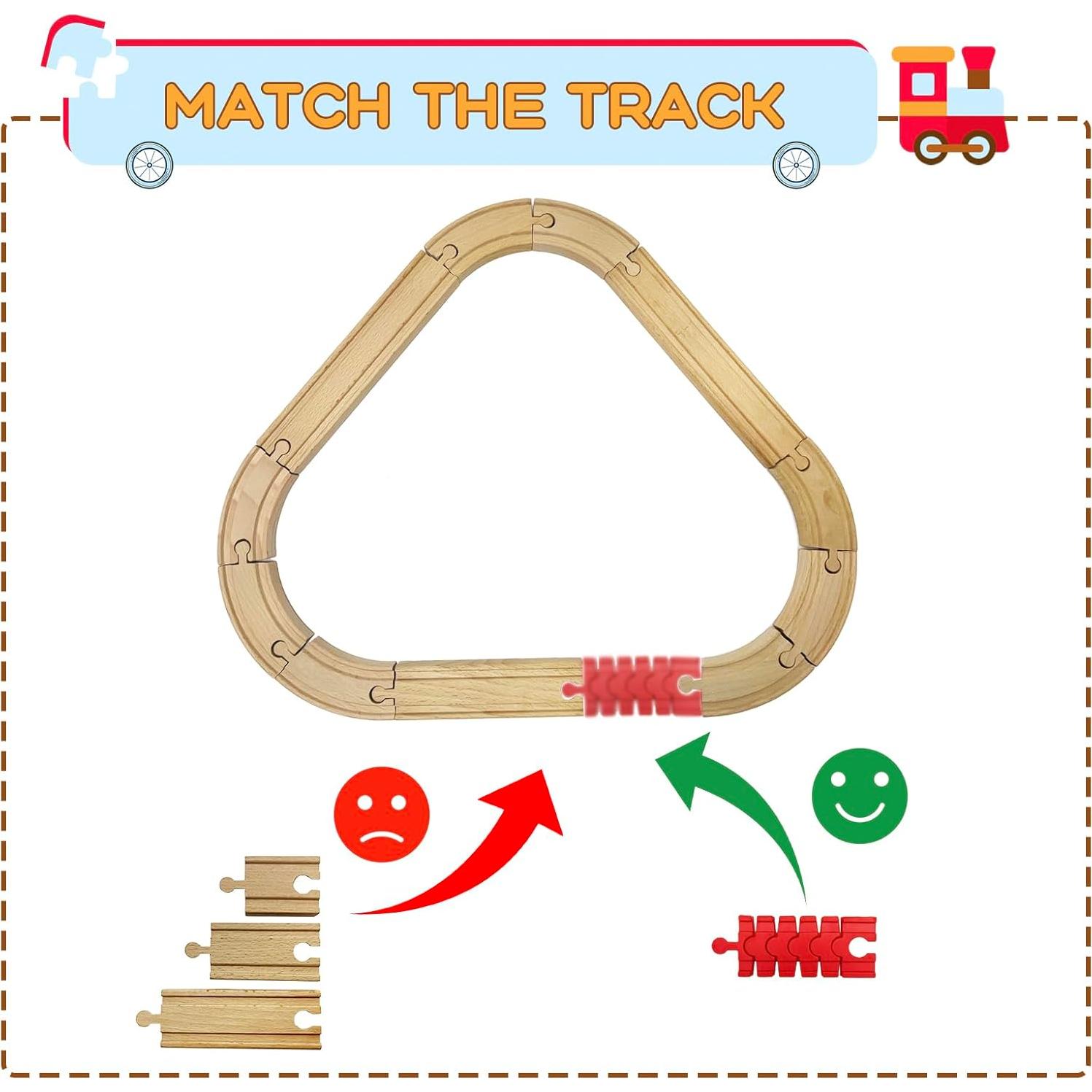 Accesorios de Pista de Tren de Madera Bunu1492 - 8 Piezas Flexibles