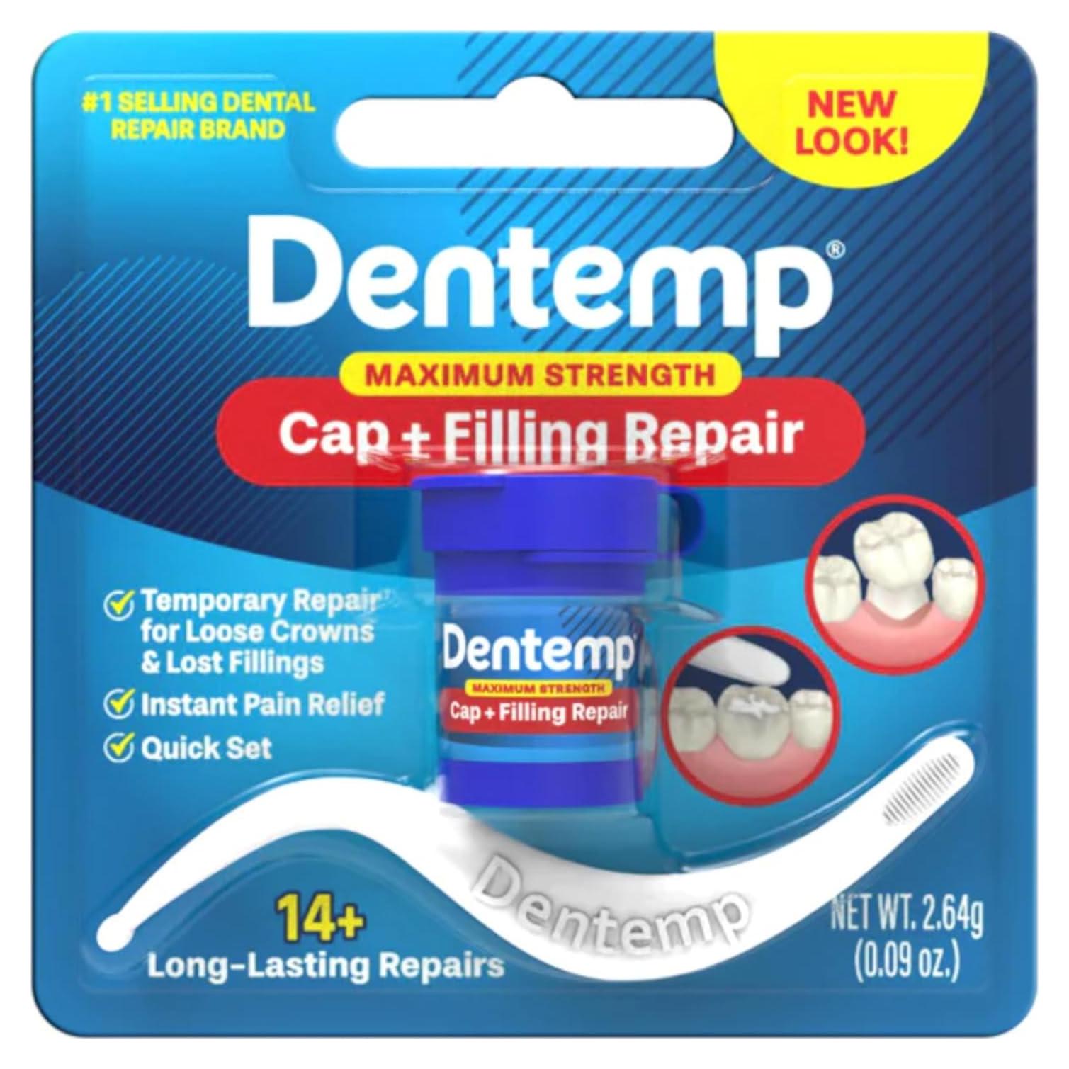 Cemento Dental Dentemp Reparación Rellenos y Coronas 6 Unidades
