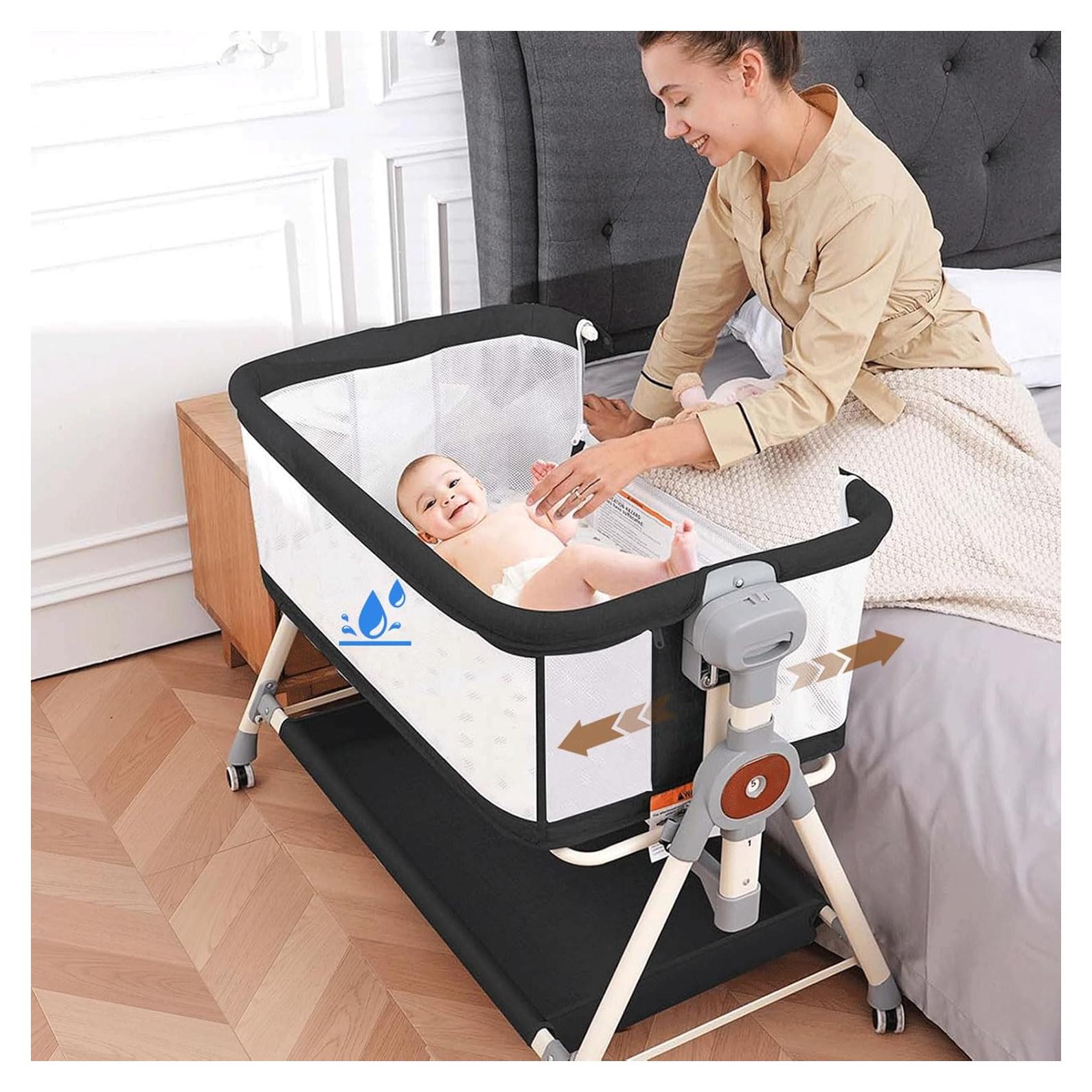 Cuna Mecedora Hichangto 3 en 1 Ajustable 6 Alturas Negra