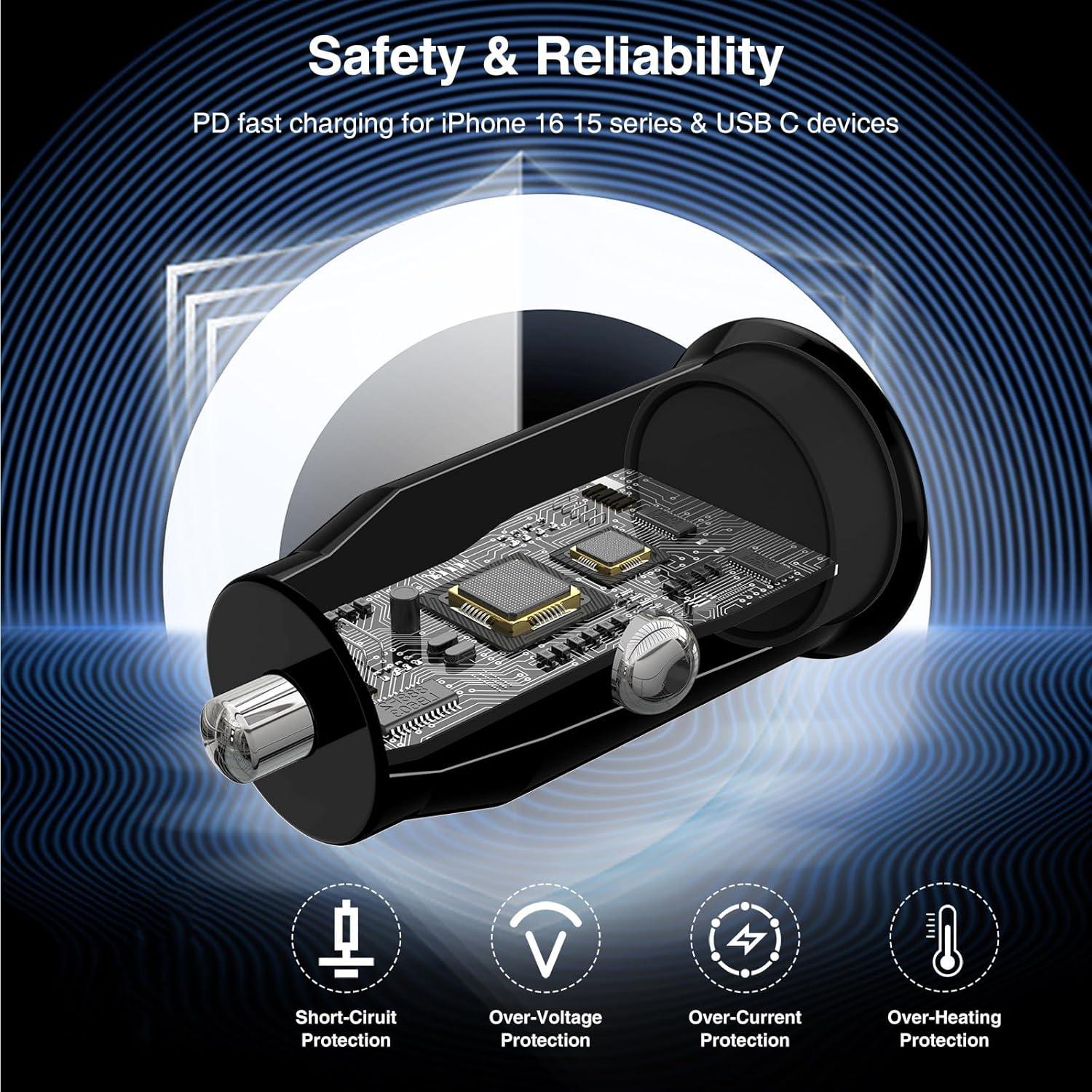 Cargador de Coche USB C Rápido Shenzhen ZYH-C26 con Cable 3 pies