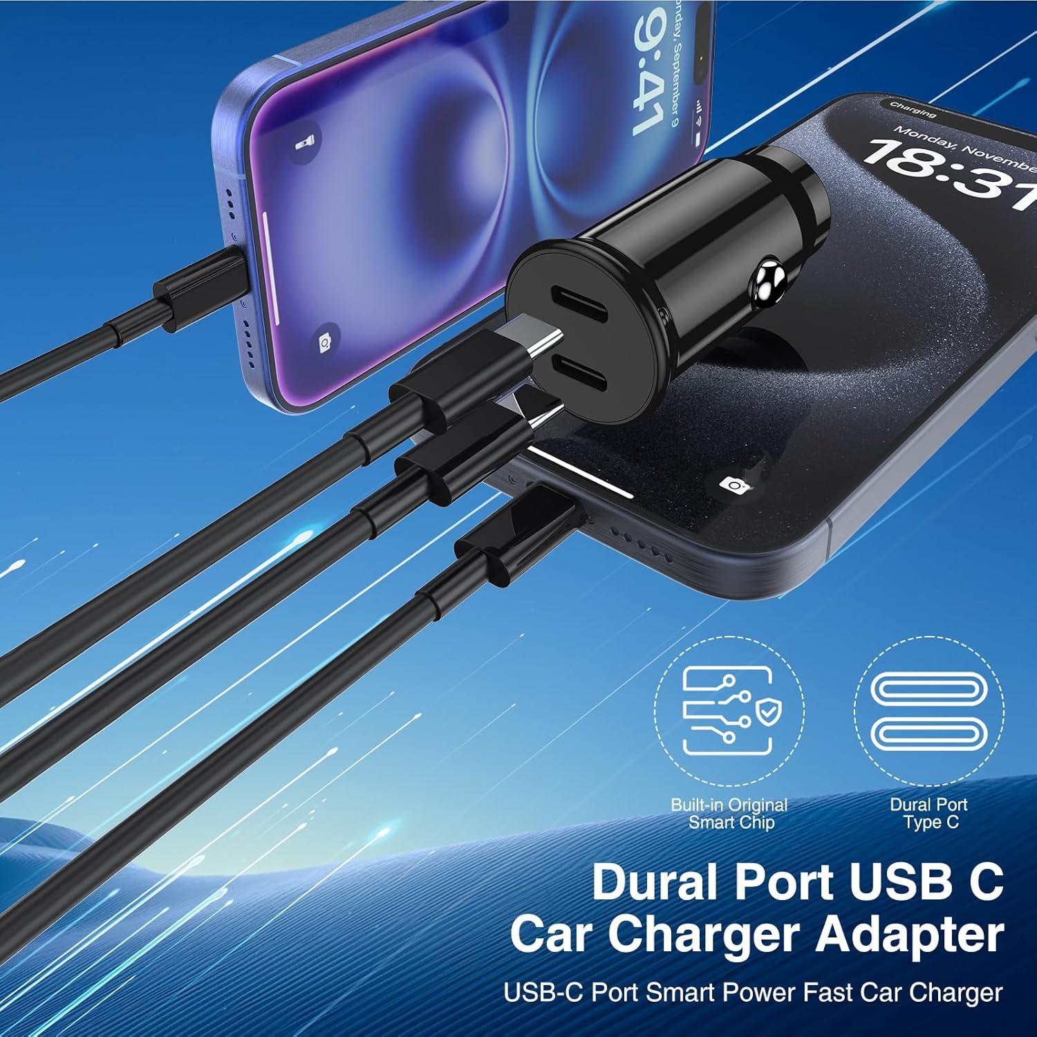 Cargador de Coche USB C Rápido Shenzhen ZYH-C26 con Cable 3 pies