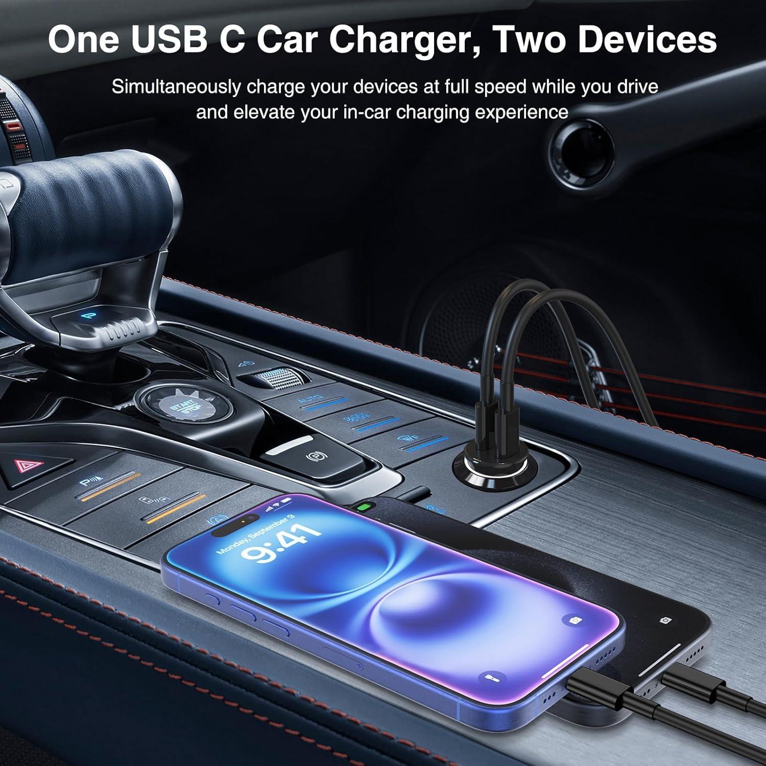 Cargador de Coche USB C Rápido Shenzhen ZYH-C26 con Cable 3 pies