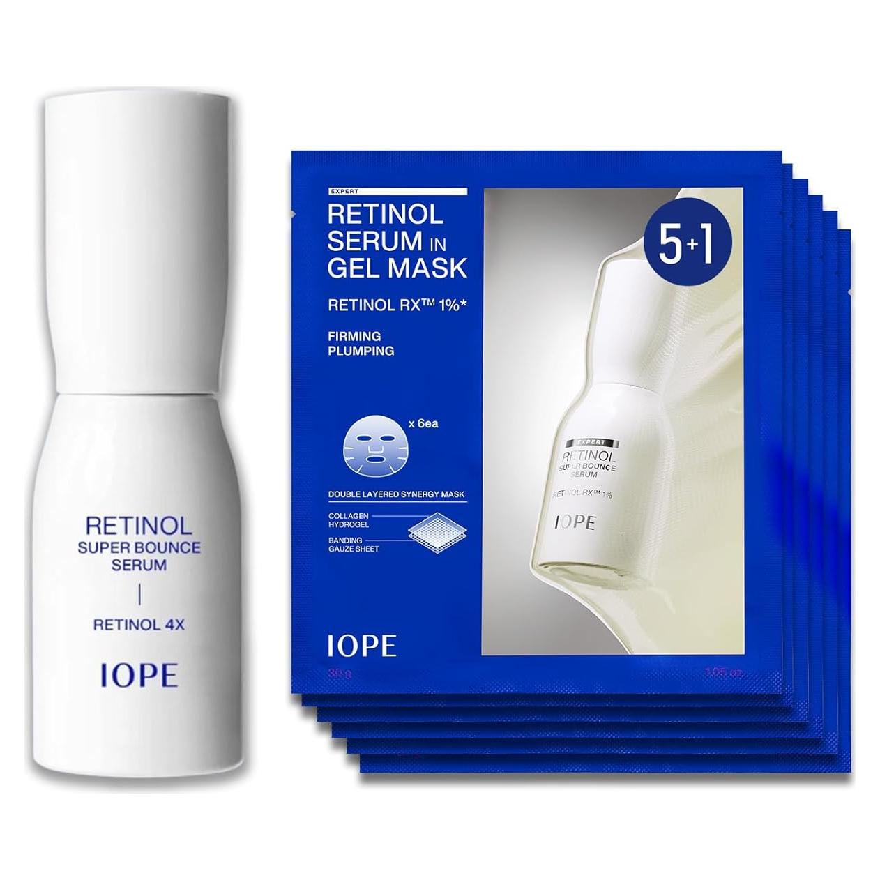 IOPE Suero Super Bounce Retinol 30 ml + Máscara Colágeno 5+1