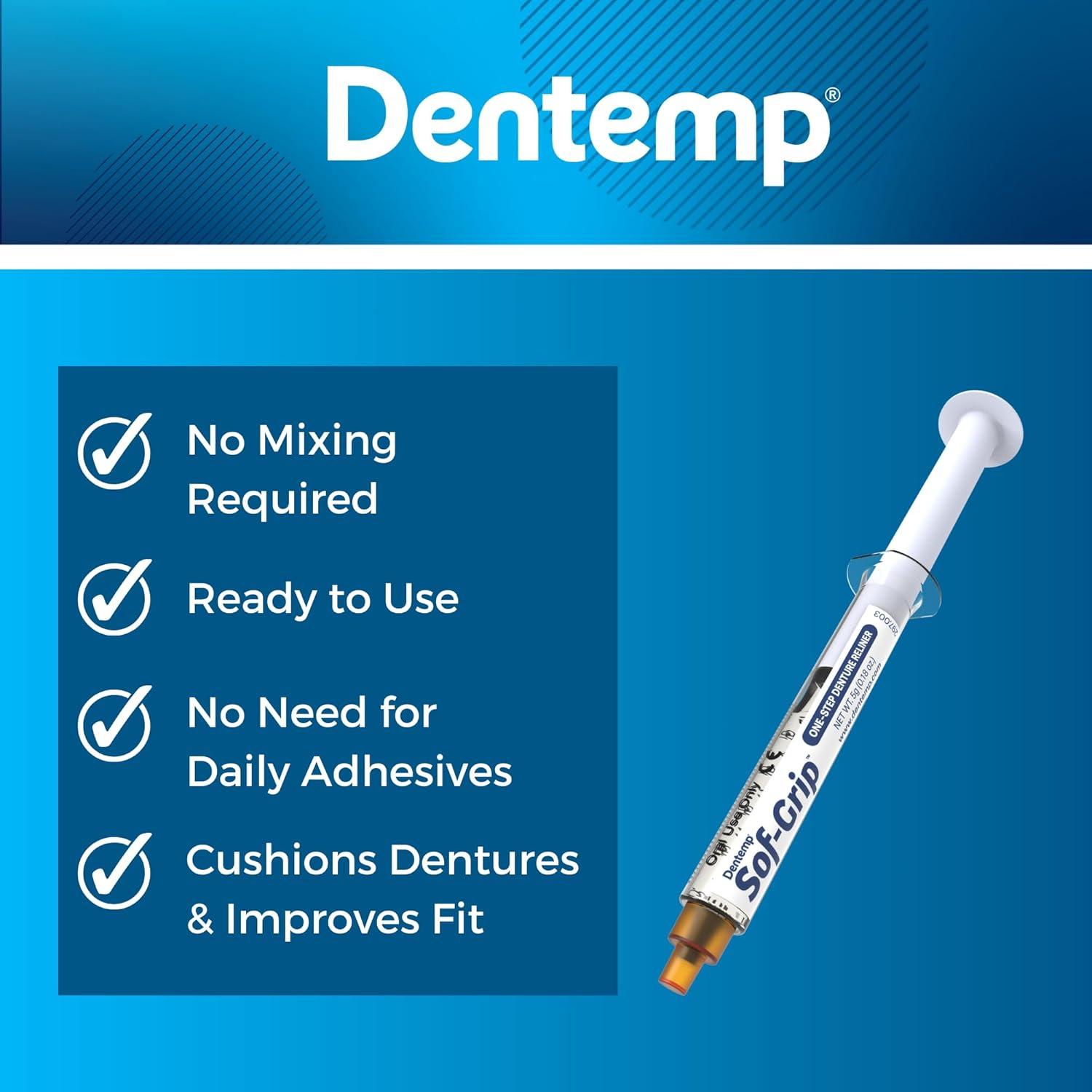 Sof-Grip Reliner para Dentaduras Dentemp - 5g, Alivio Instantáneo