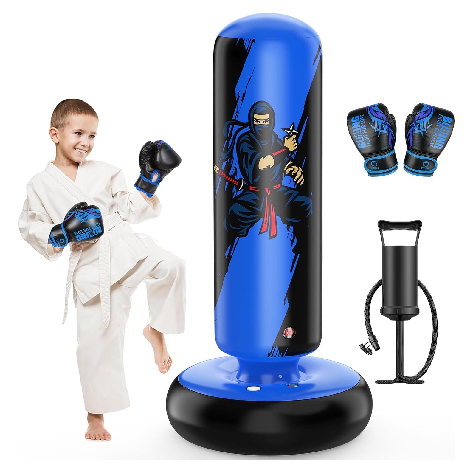 Saco de Boxeo Inflable QPAU 168 cm con Guantes para Niños