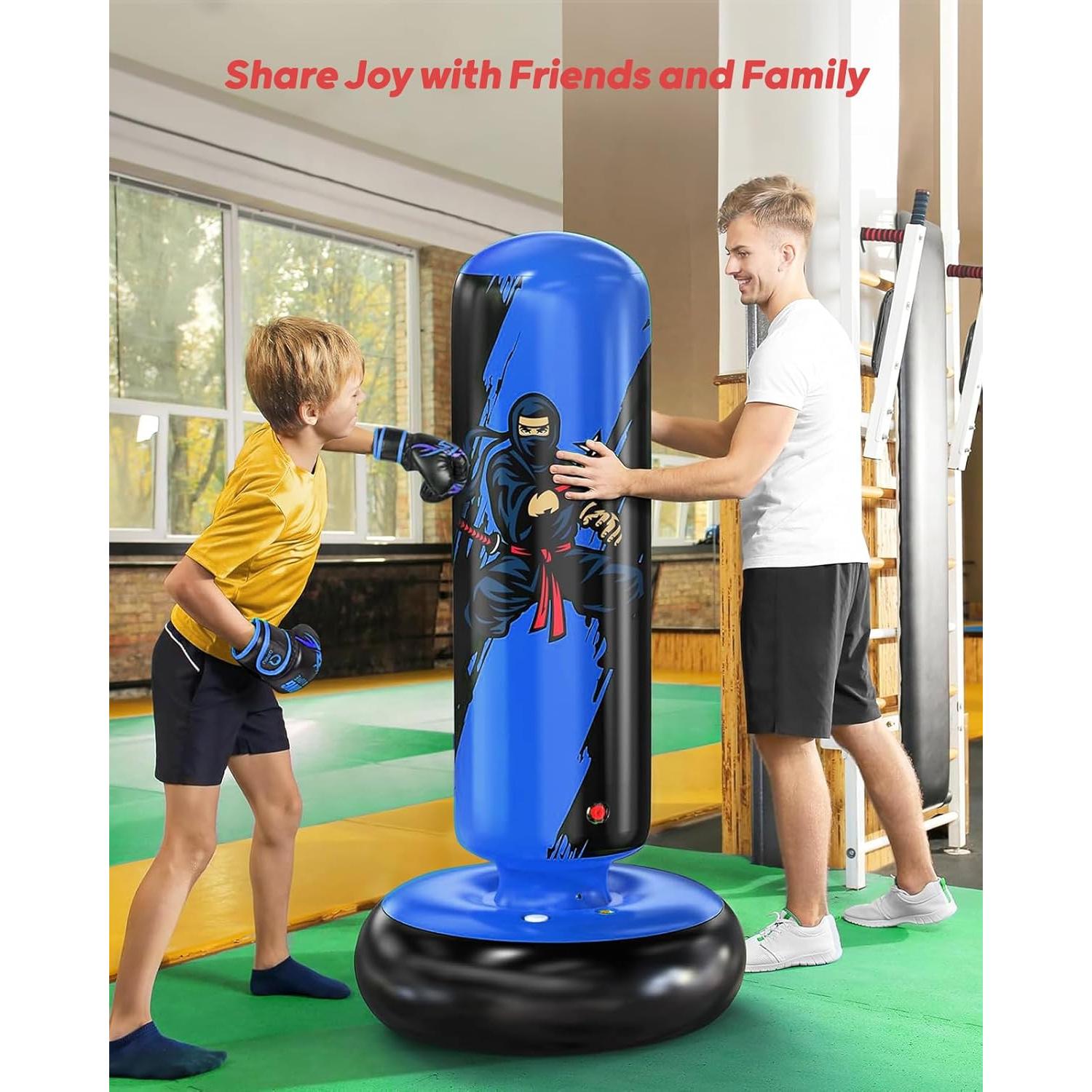 Saco de Boxeo Inflable QPAU 168 cm con Guantes para Niños