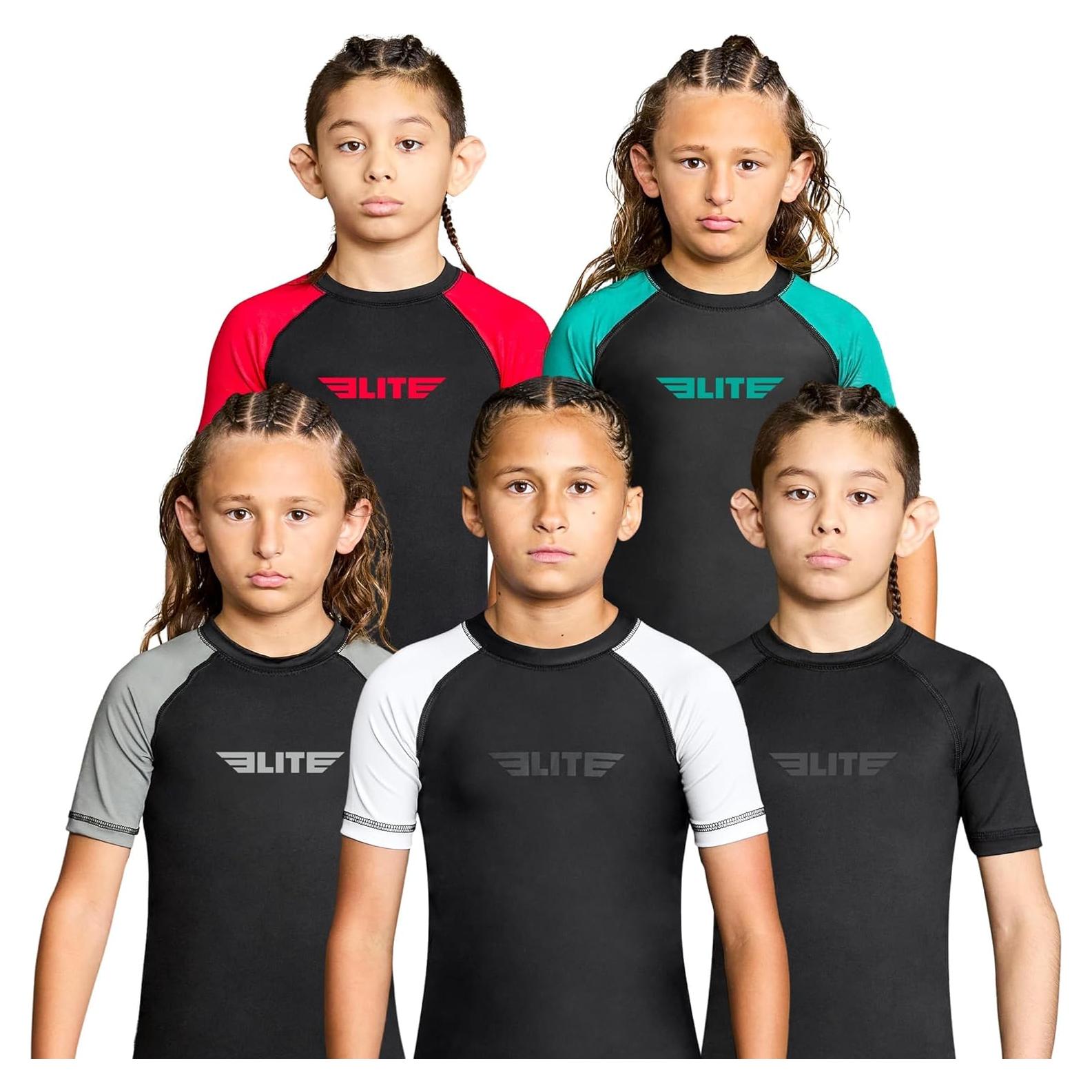 Rash Guard Elite Sports Niños Verde Manga Corta BJJ