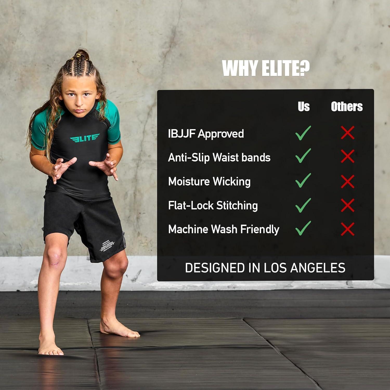 Rash Guard Elite Sports Niños Verde Manga Corta BJJ
