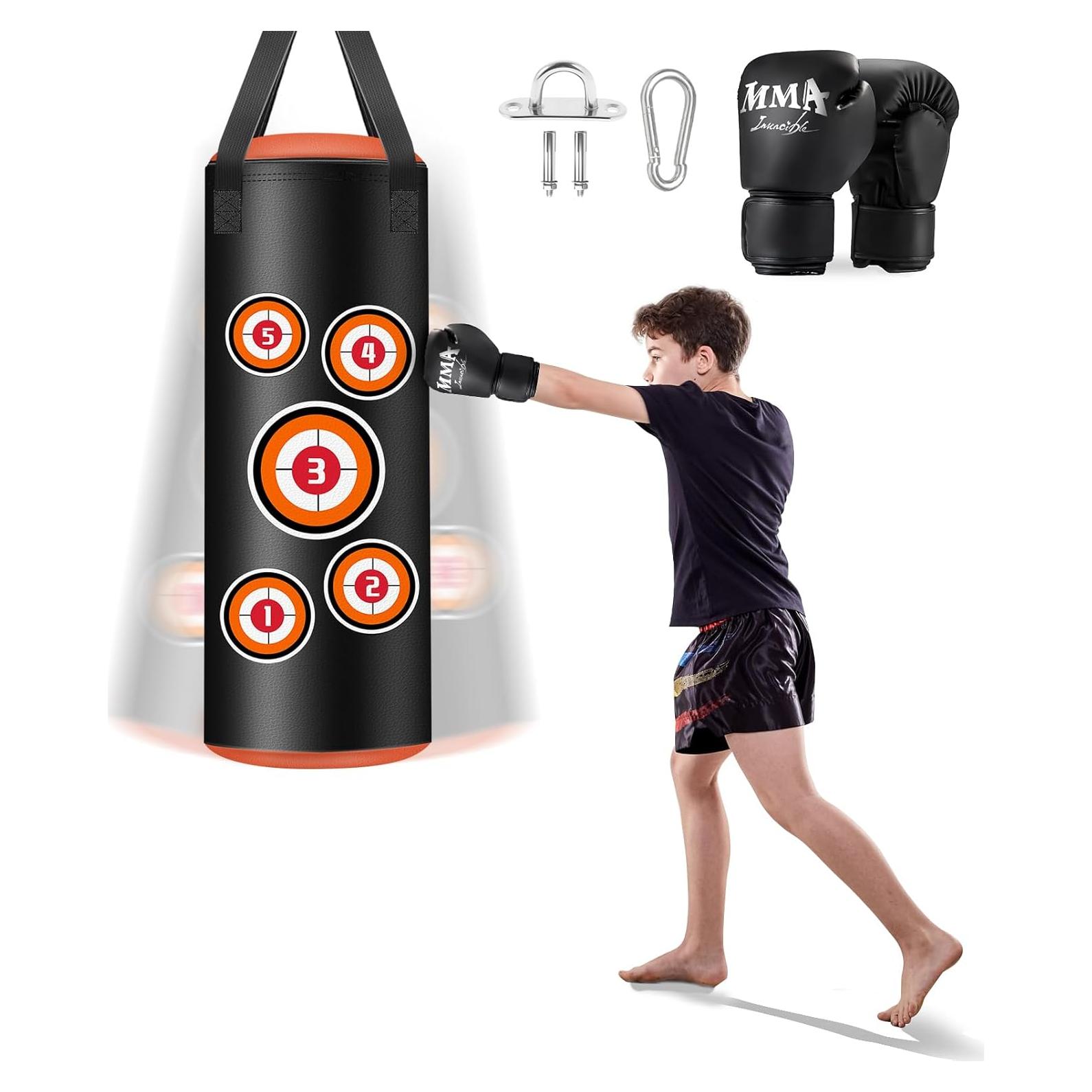 Saco de Boxeo Colgante YORWHIN 2FT PU para Niños con Guantes