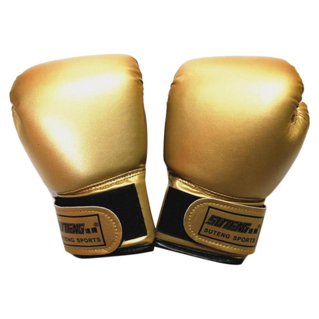 Guantes de Boxeo para Niños Happyyami, Cuero PU Dorado, 23x14cm