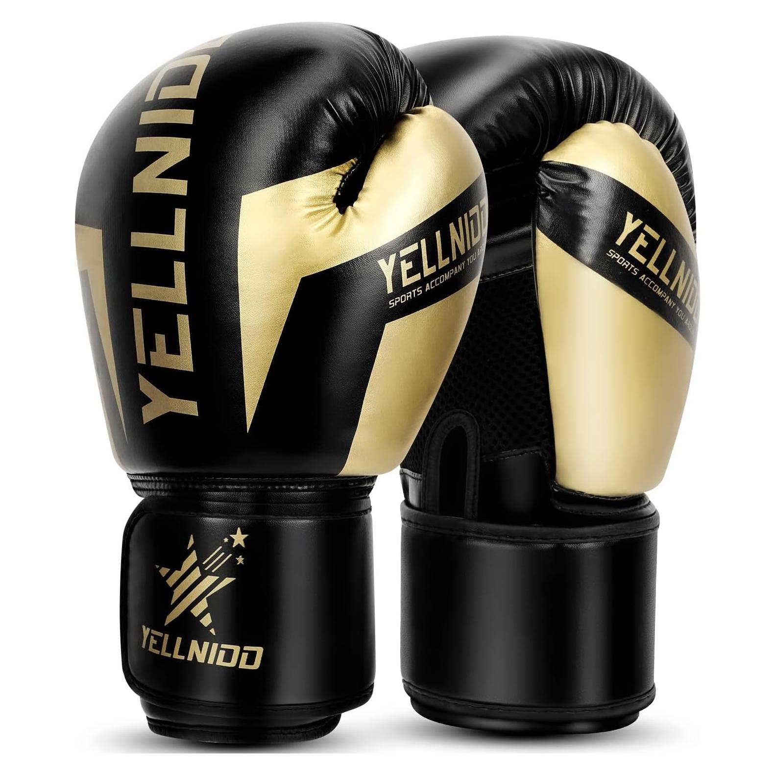 Guantes de Boxeo Yellnidd 10oz PU Sparring Unisex Negro