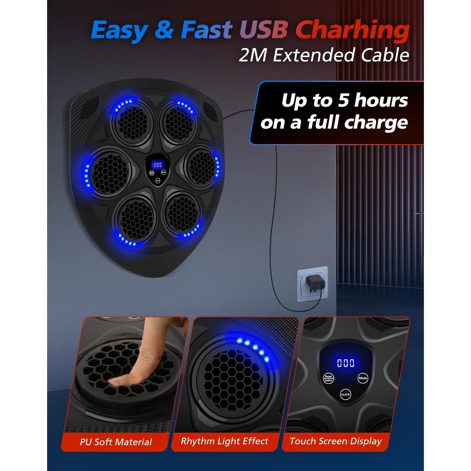 Máquina de Boxeo Musical NOVARHOME con Guantes, 15 Modos