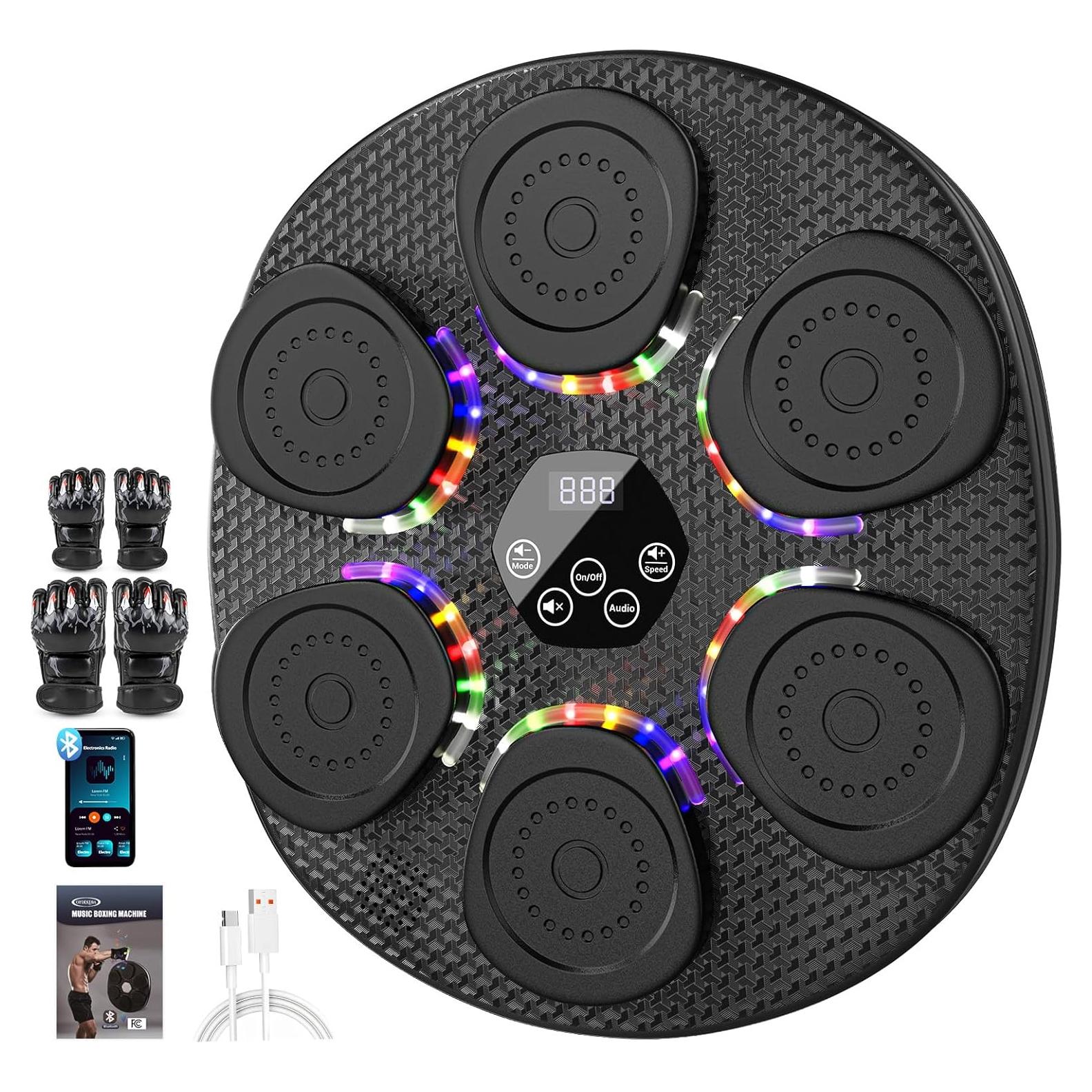 Máquina de Boxeo Musical OPDEKEHA Bluetooth con Guantes y 9 Modos