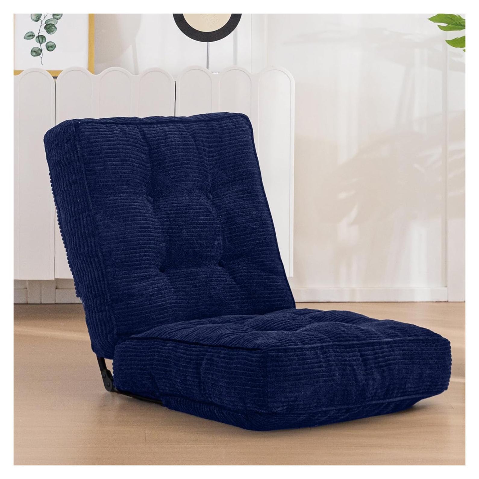 Silla de Suelo Ajustable MAXYOYO Azul Marino con Cojín Acolchado