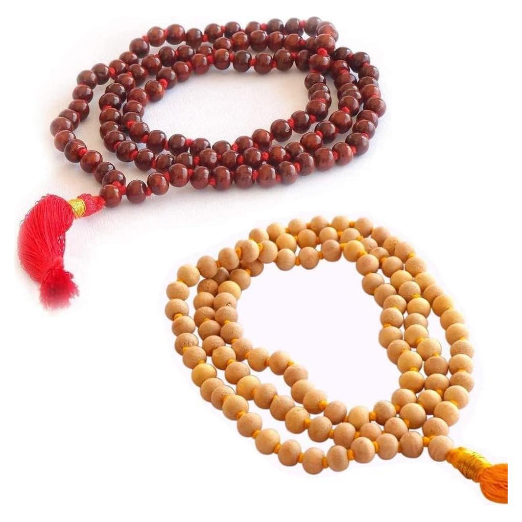 Mala de Oración de Madera de Tulsi y Rosa AYUSHYA HEALTH 108 Cuentas