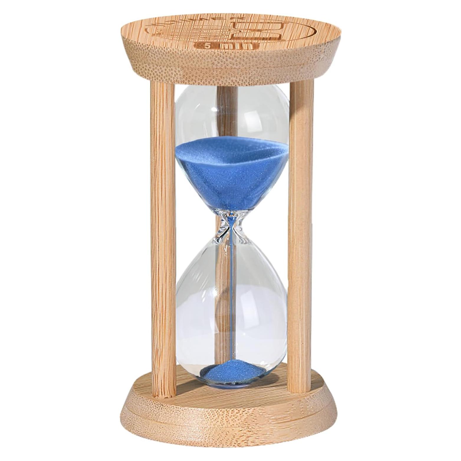 Reloj de Arena de Madera 5 Minutos YLTIMER Azul Decorativo