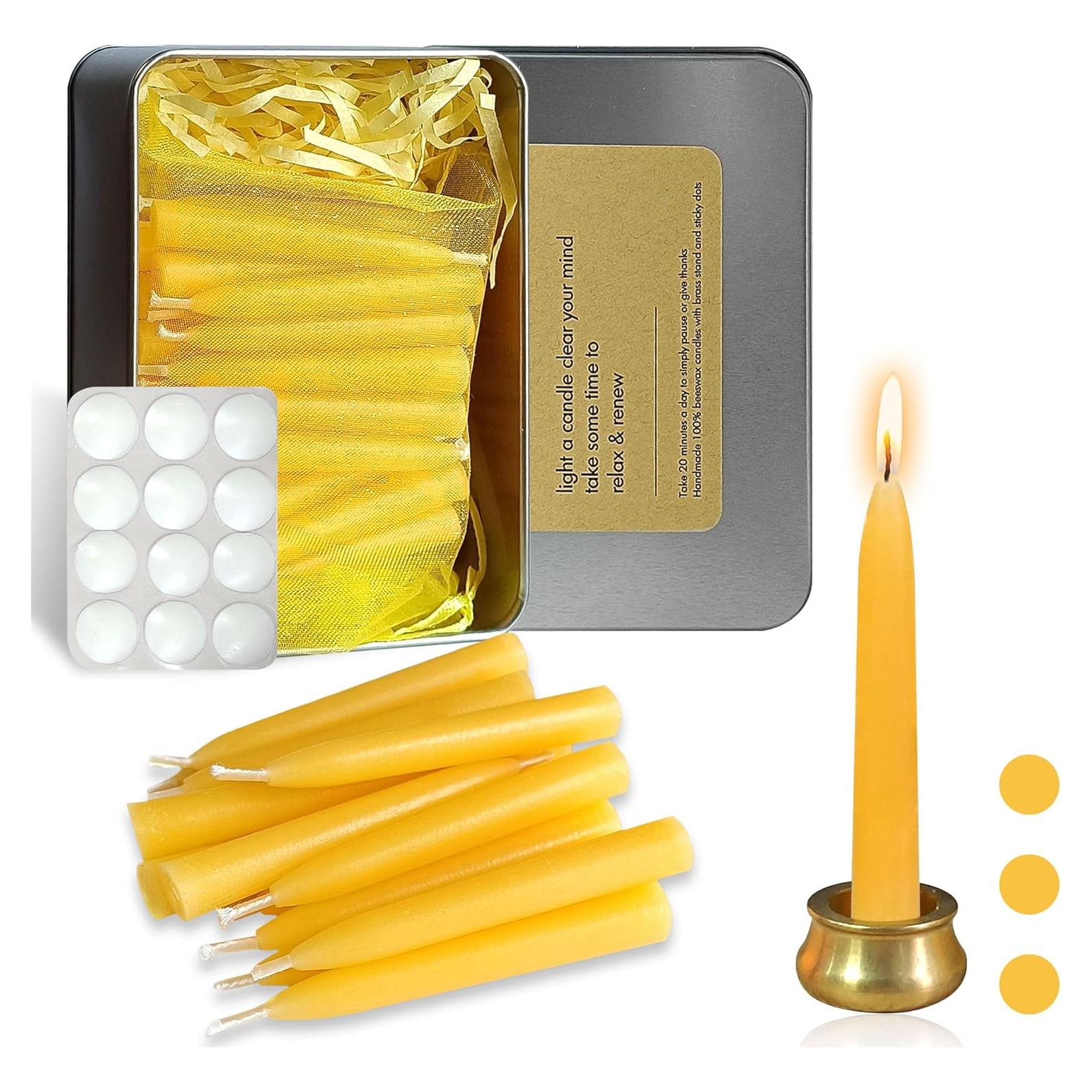 Juego de 30 Mini Velas de Cera de Abeja Gedengni para Meditación