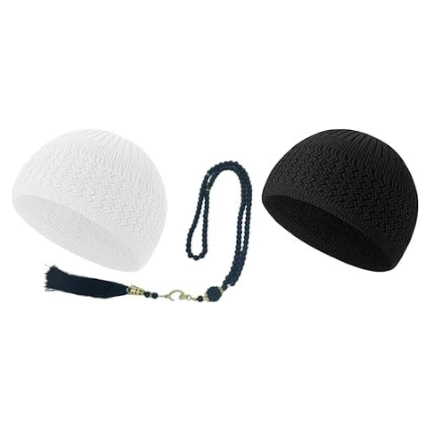 Gorra Kufi Algodón Namaz Unisex + Tasbih 100 Cuentas
