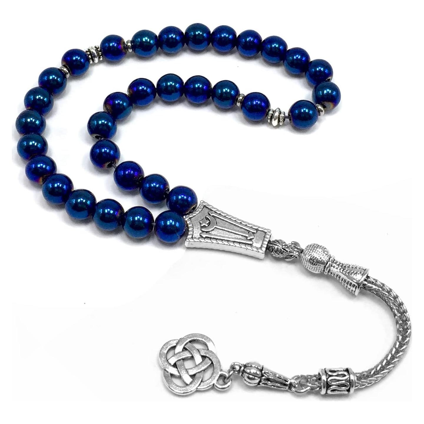 Cuentas de Oración Hematita Azul 8 mm - 33 Cuentas ALBATROSART