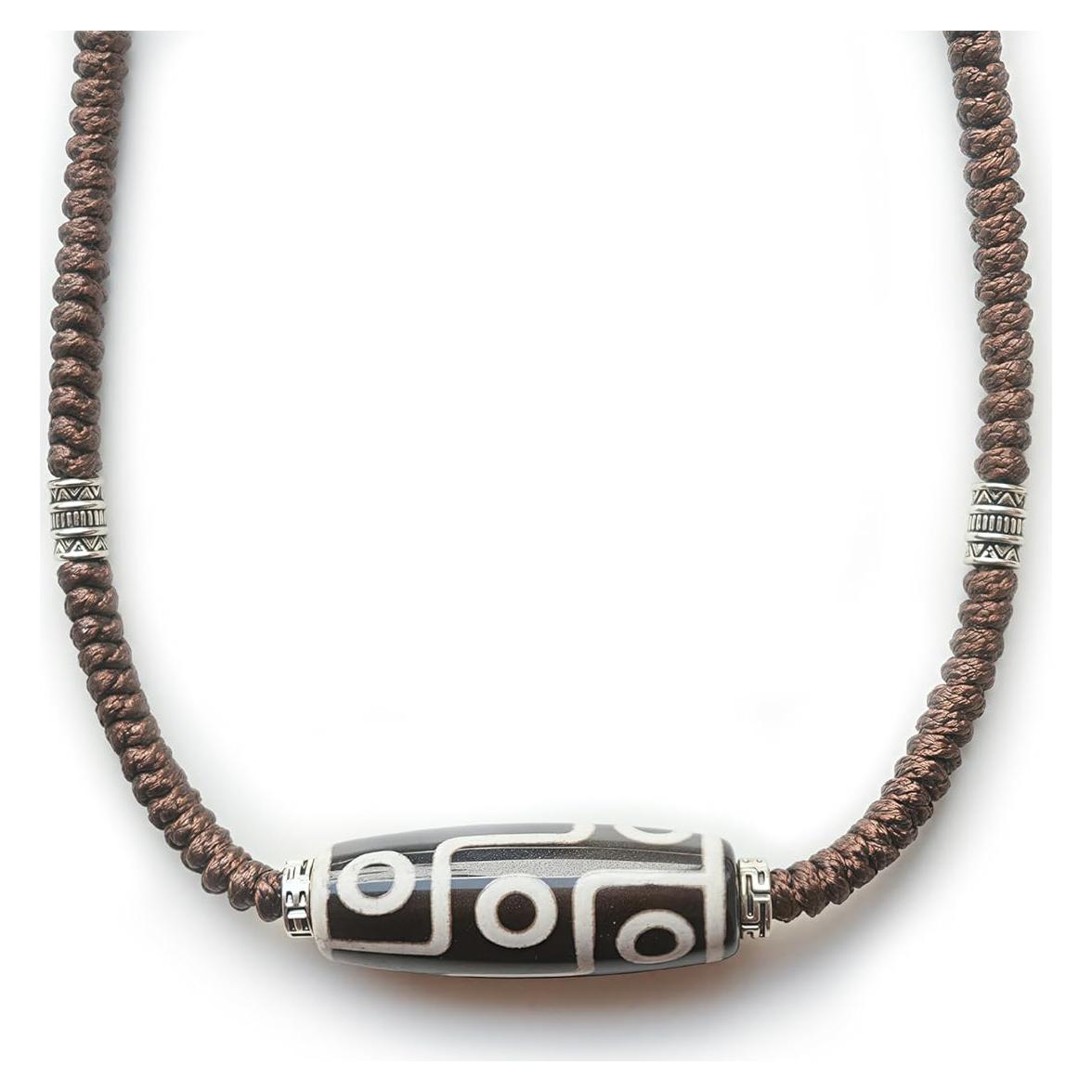 Collar de Buda Dzi Tibetano 4 cm Ajustable para Hombres y Mujeres