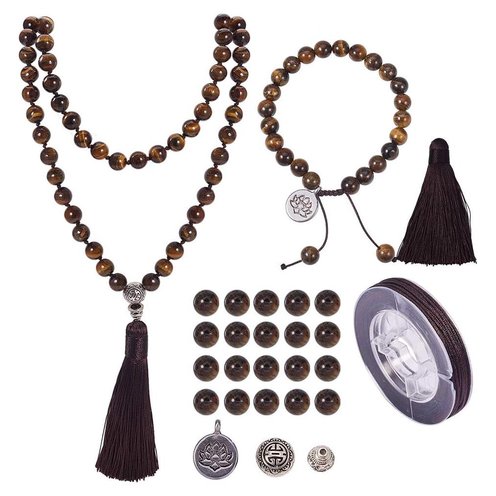 Kit de Joyería SUNNYCLUE - 108 Perlas de Ojo de Tigre DIY