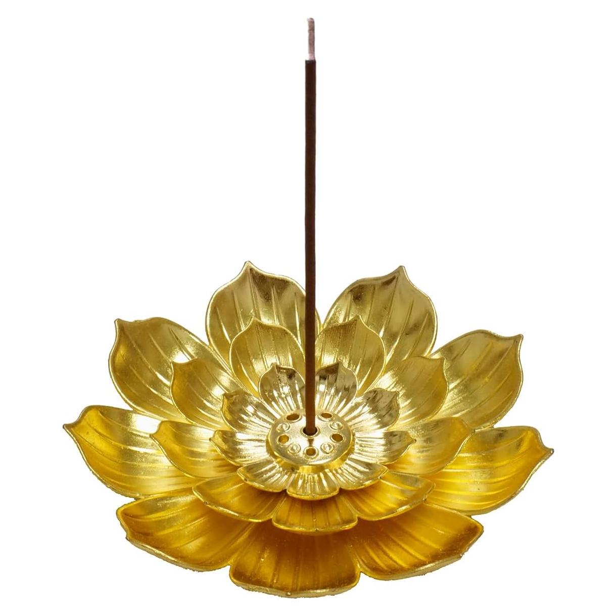 Soporte de Incienso Dorado HIPASLO Loto Desmontable 8.89cm