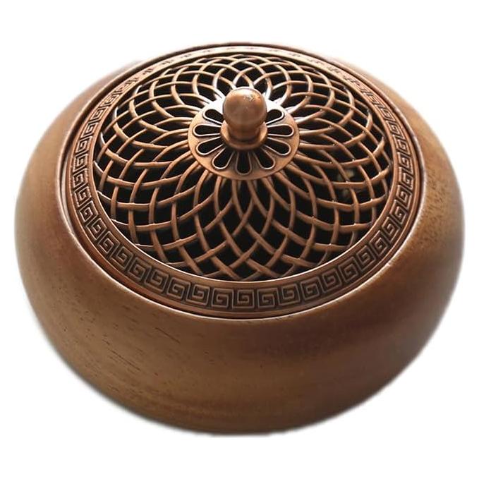 Quemador de Incienso Redondo MIGAKU HOME de Madera de Nogal