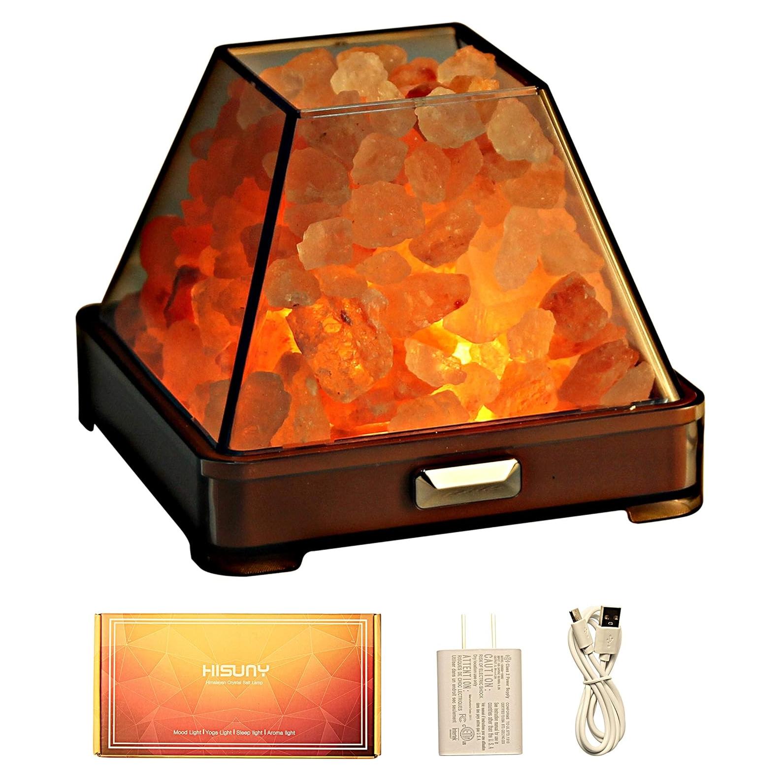 Lámpara de Sal del Himalaya HISUNY Táctil LED Rosa USB 5W