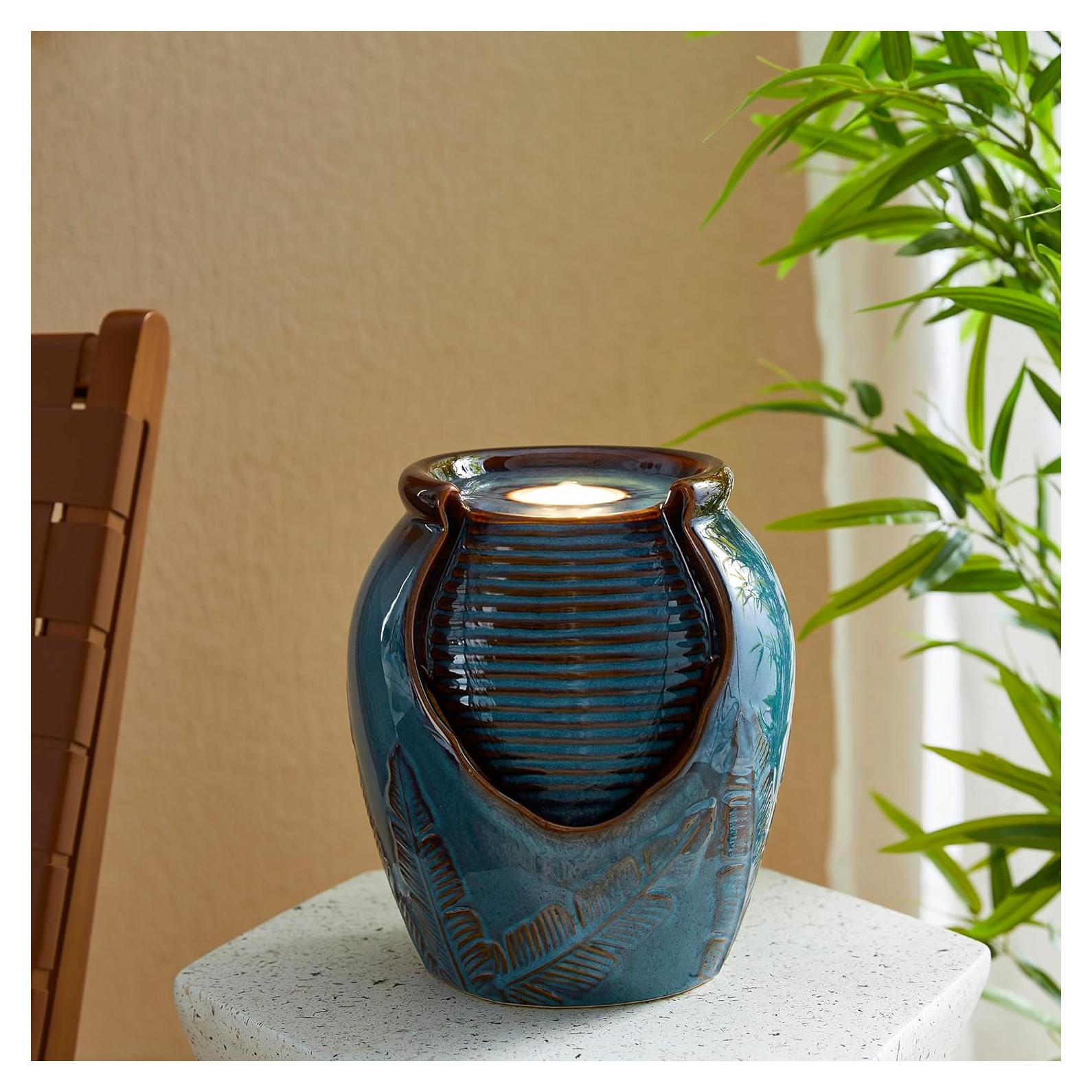 Fuente de Agua de Cerámica Glitzhome con Luz LED 23.5 cm