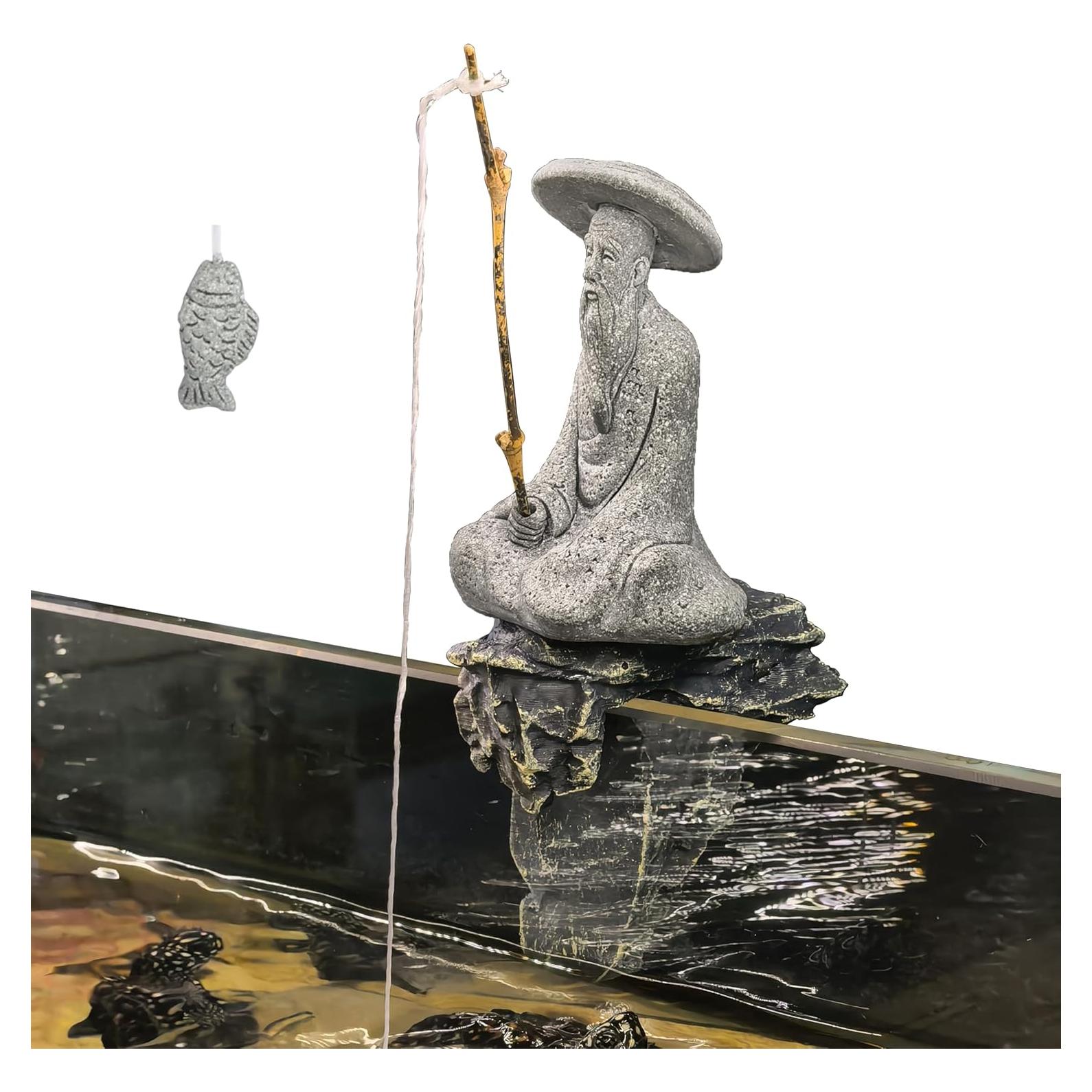 Estatua Pescador Zen LIYAOLI - Mini Figurina Arenisca 6.5cm