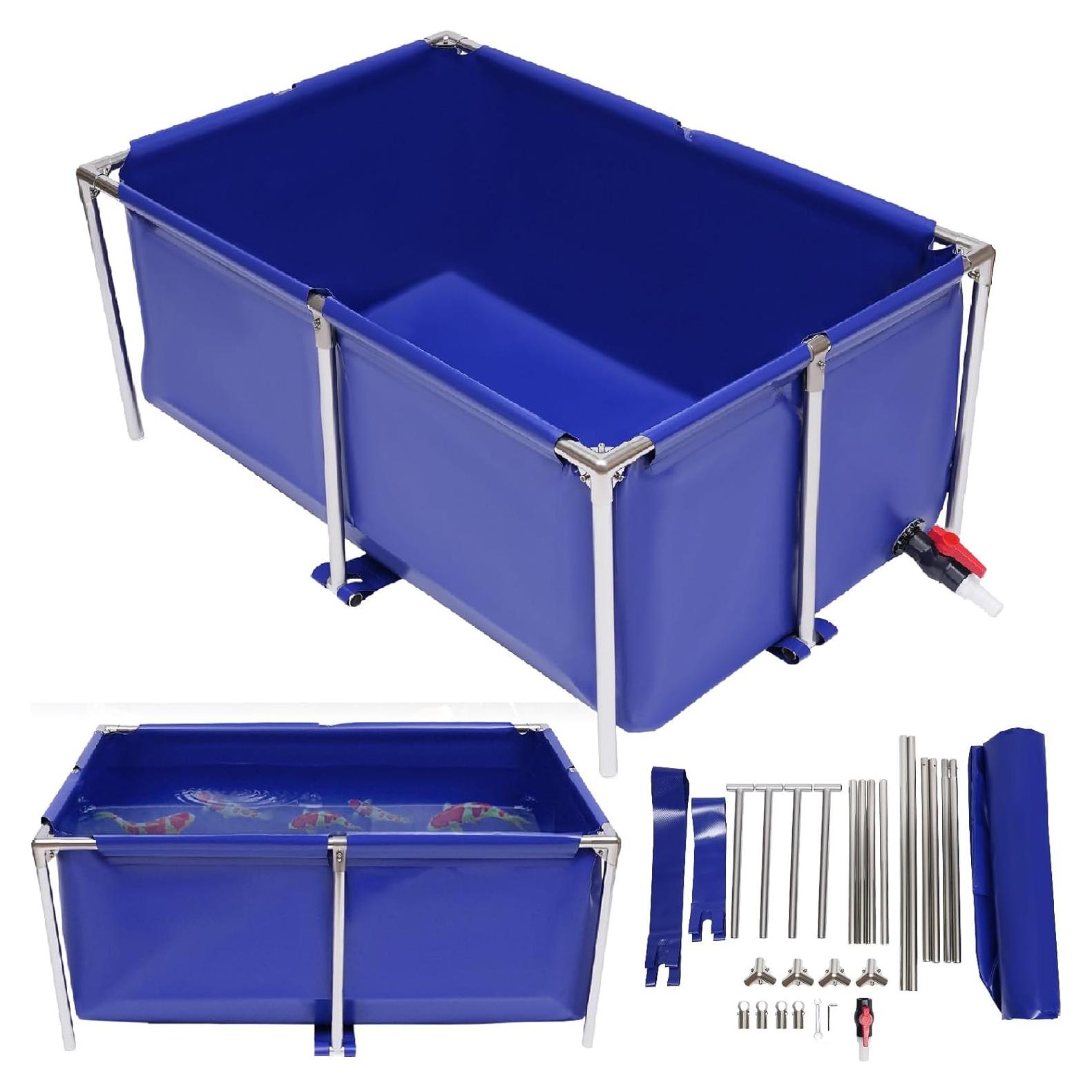 Estanque de peces sobre suelo 120x80 cm jiChengFa con válvula