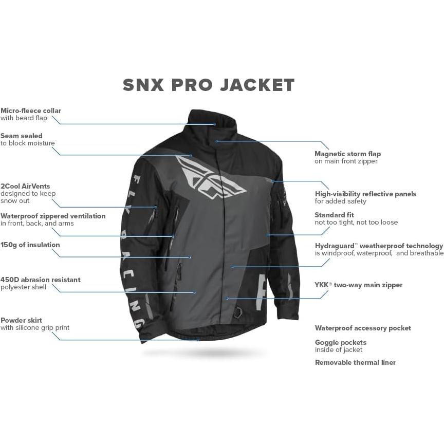 Chaqueta de Nieve Fly Racing SNX Pro para Hombre - Grande Negro/Rojo