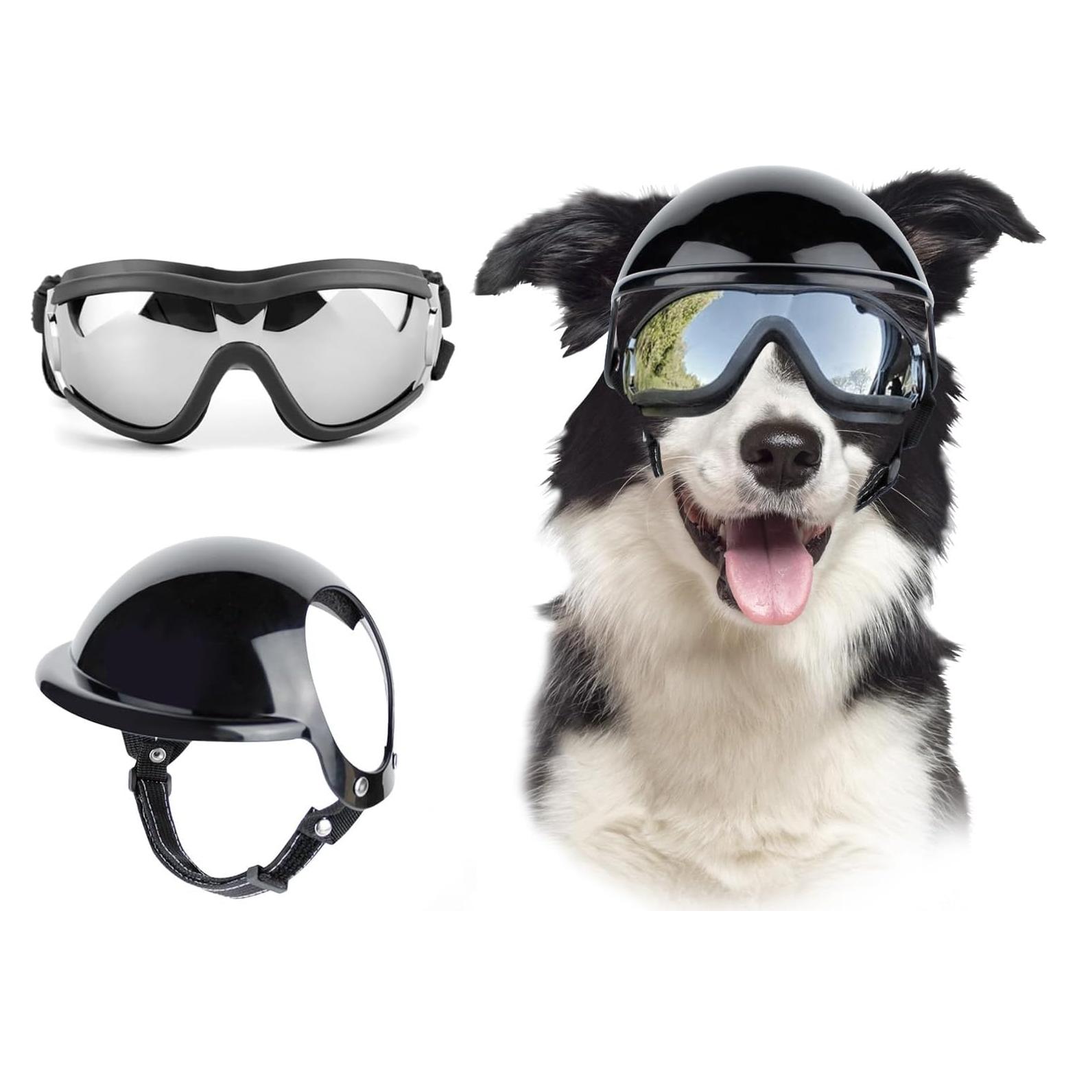 Conjunto Gafas y Casco para Perros BillionChains Negro