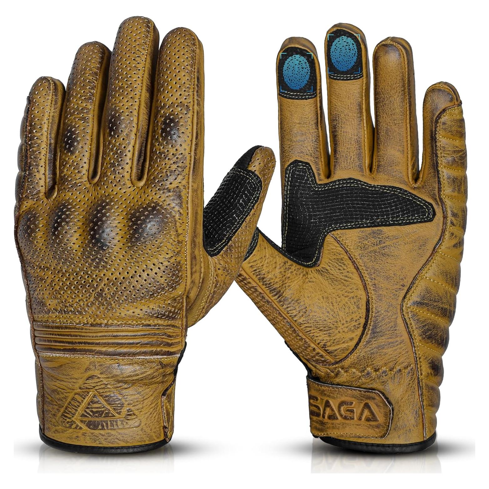 Guantes de Motocicleta SAGA SPORTS Táctiles Unisex Marrón Grande