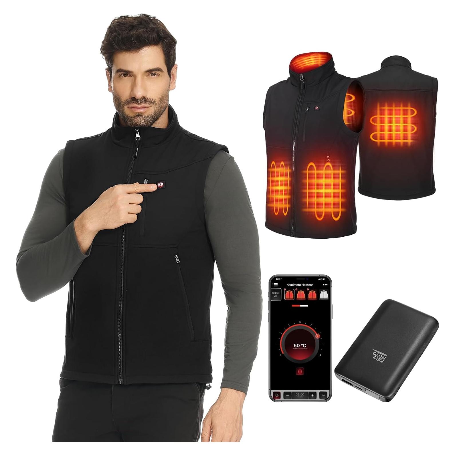 Chaleco Térmico KEMIMOTO Eléctrico para Hombre 10000mAh Negro