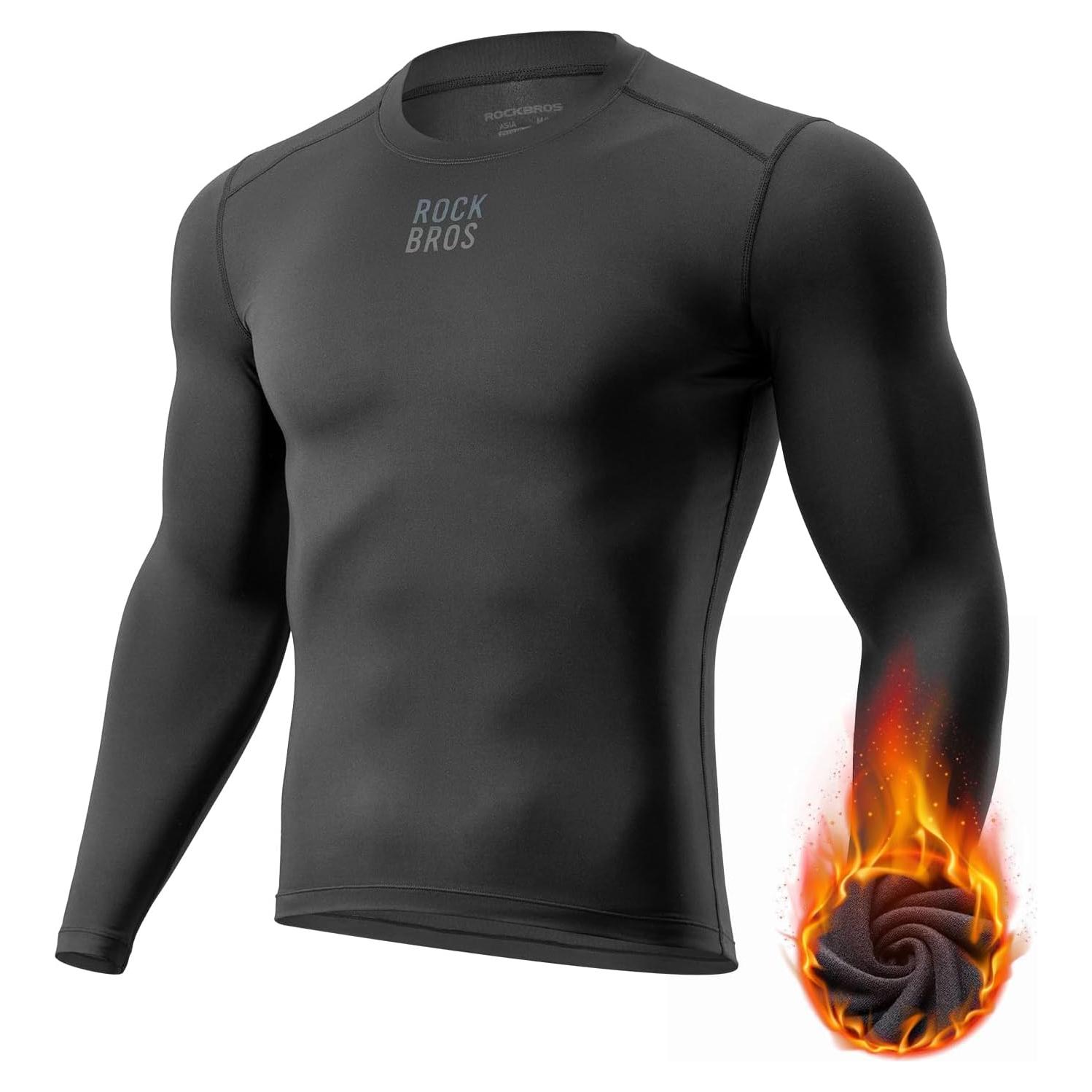 Camiseta Térmica de Manga Larga ROCKBROS para Hombre - Compresión, Forro Polar