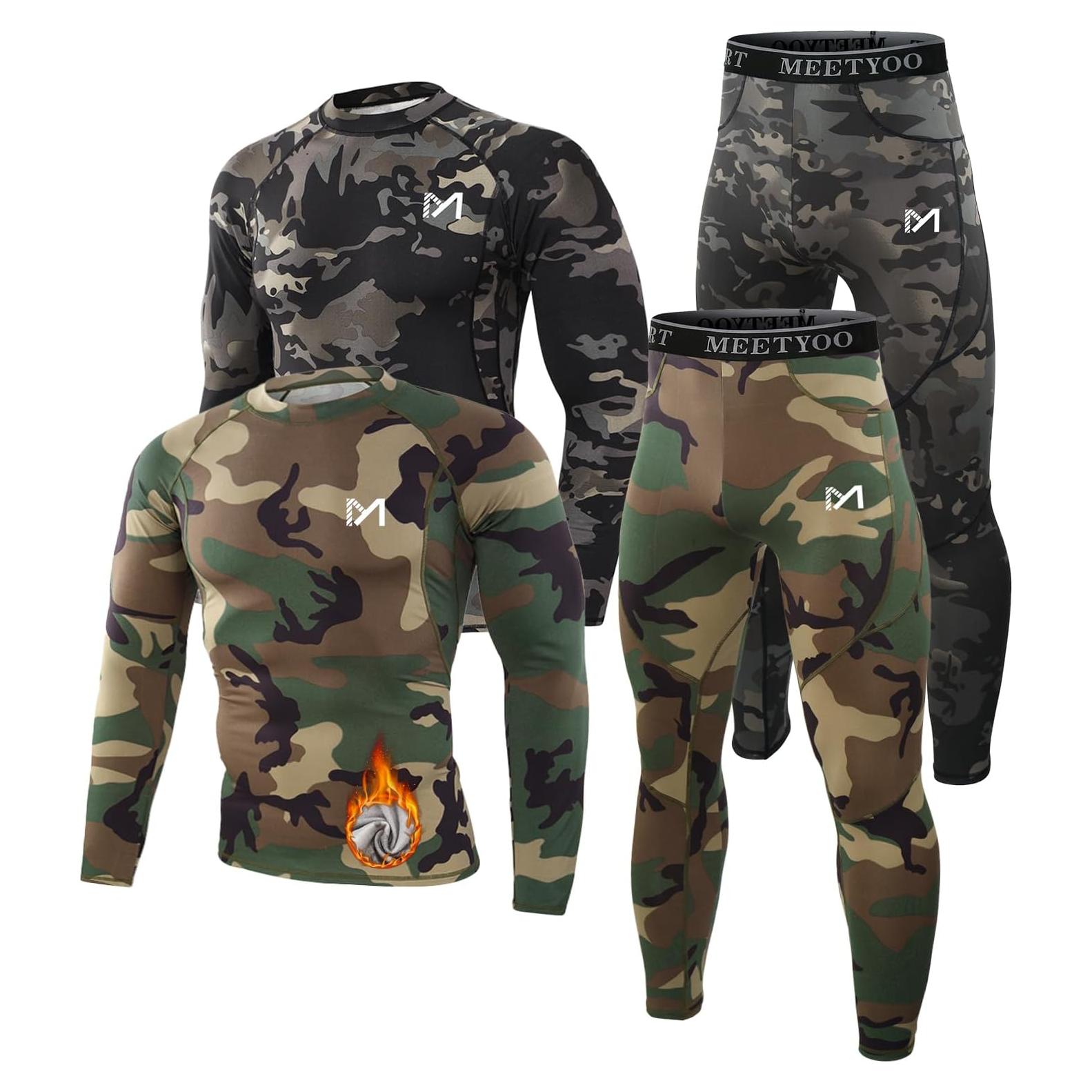 Ropa Interior Térmica MEETYOO para Hombres, 2 Conjuntos Camuflaje