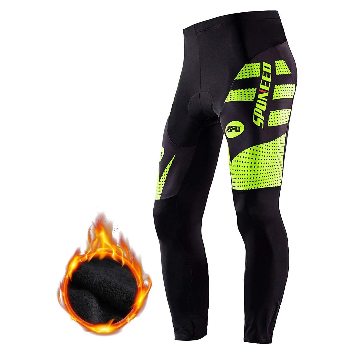 Pantalones de Ciclismo Sponeed para Hombre 4D Térmicos Verde