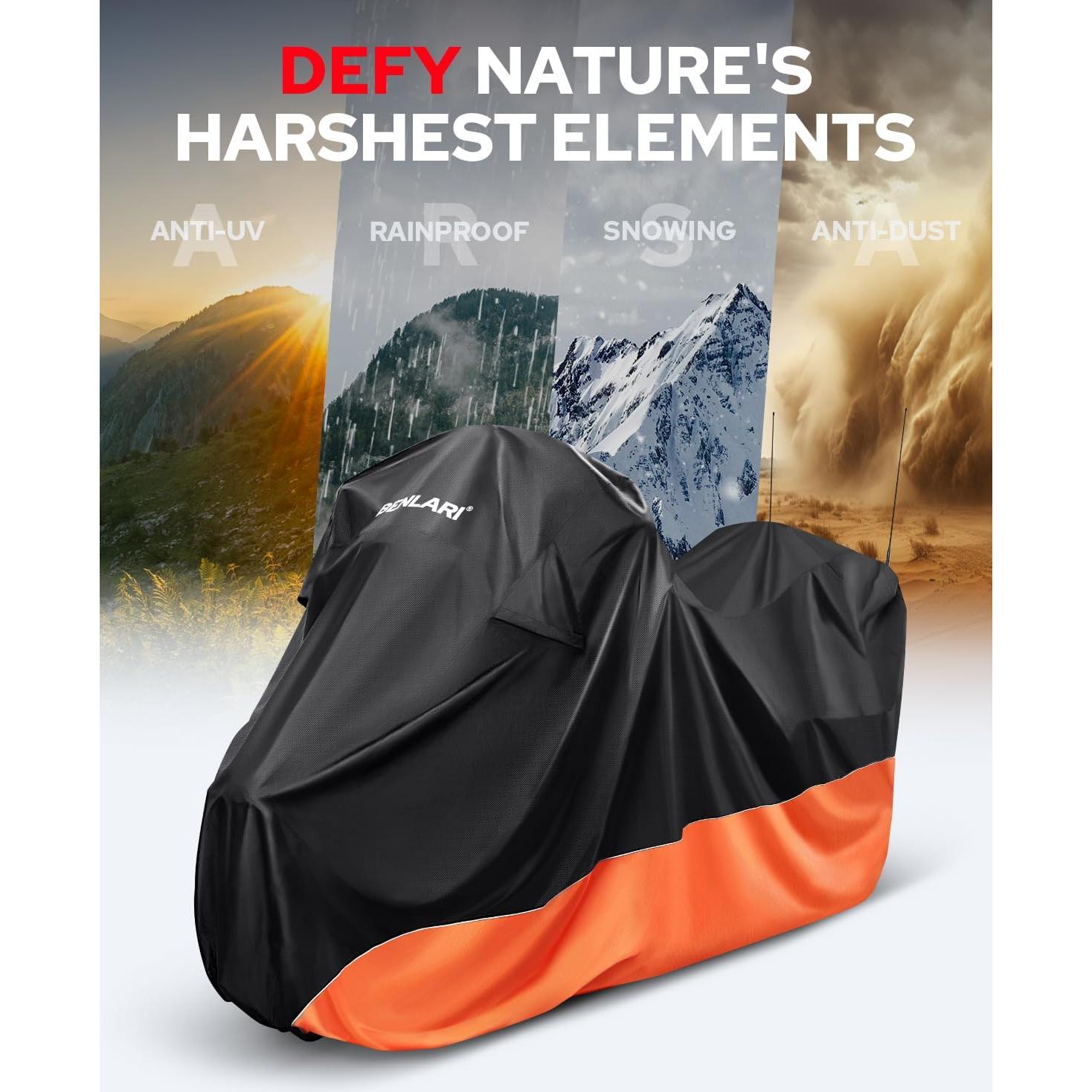 Cubierta de Moto Impermeable Benlari XL 294x119x135 cm