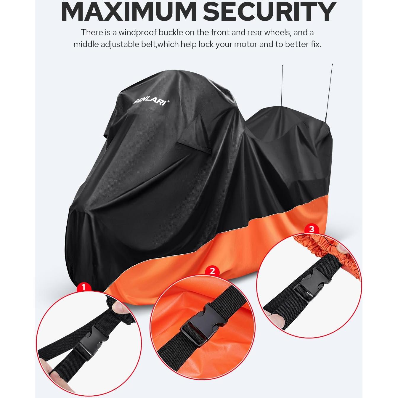 Cubierta de Moto Impermeable Benlari XL 294x119x135 cm