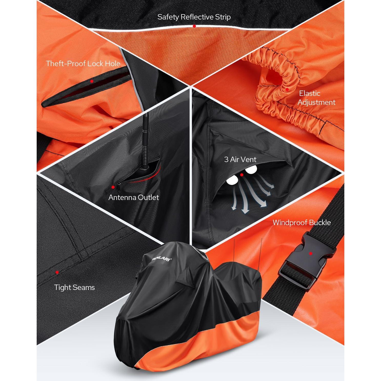 Cubierta de Moto Impermeable Benlari XL 294x119x135 cm