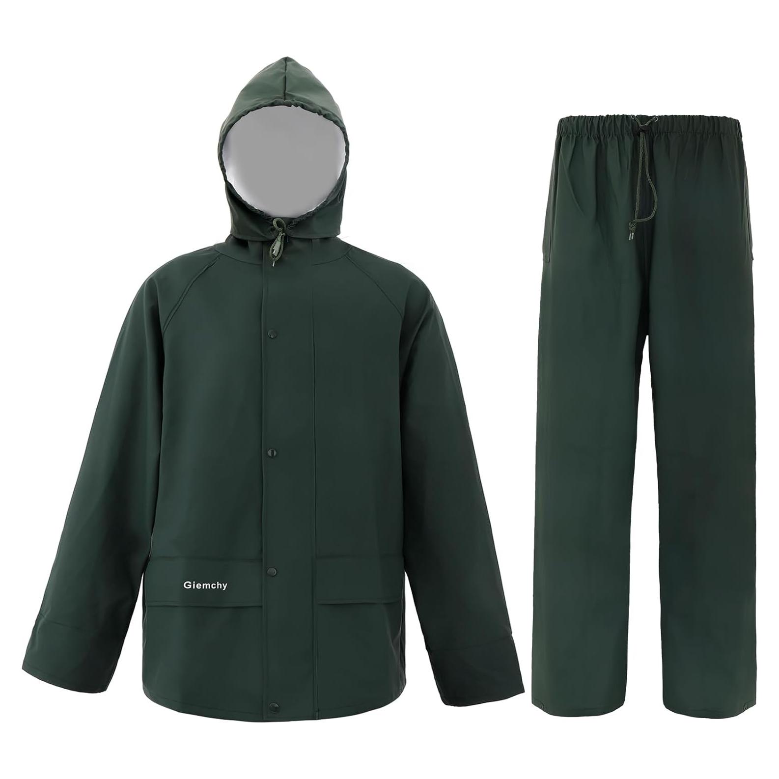 Traje de Lluvia Impermeable Unisex 3X Verde Oscuro Reflectante