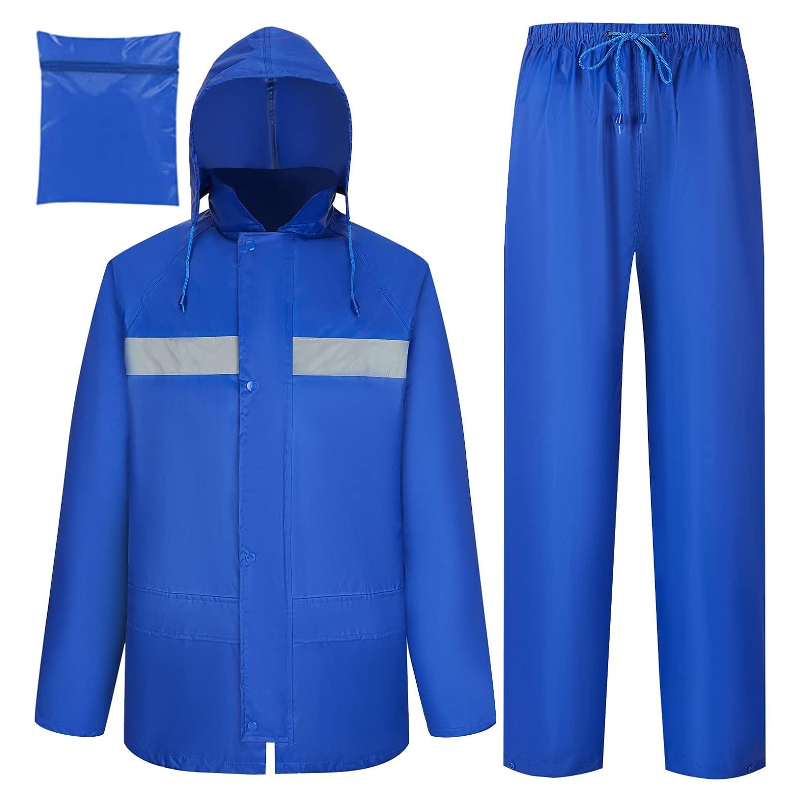 Traje de Lluvia Impermeable AMKsedom para Hombres Azul XXL