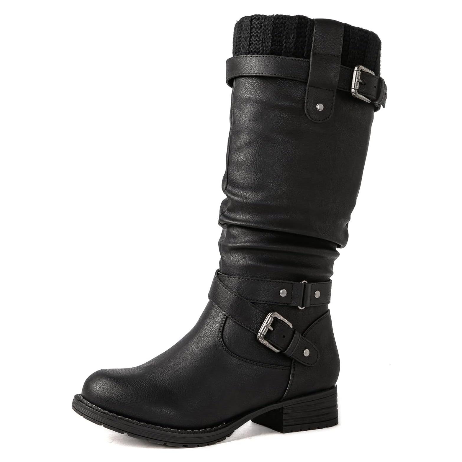 Botas de Motocicleta para Mujer Globalwin - Cuero Sintético Negro
